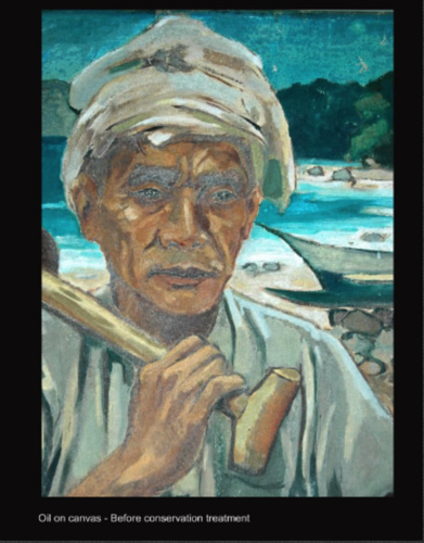Oil on canvas - Before conservation - Discoloured varnish